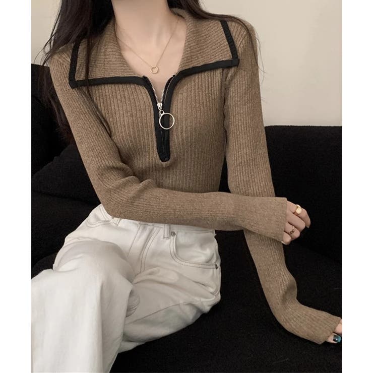 ニットトップス ファスナー付き 無地 | SUNSHINE CLOSET | 詳細画像9 