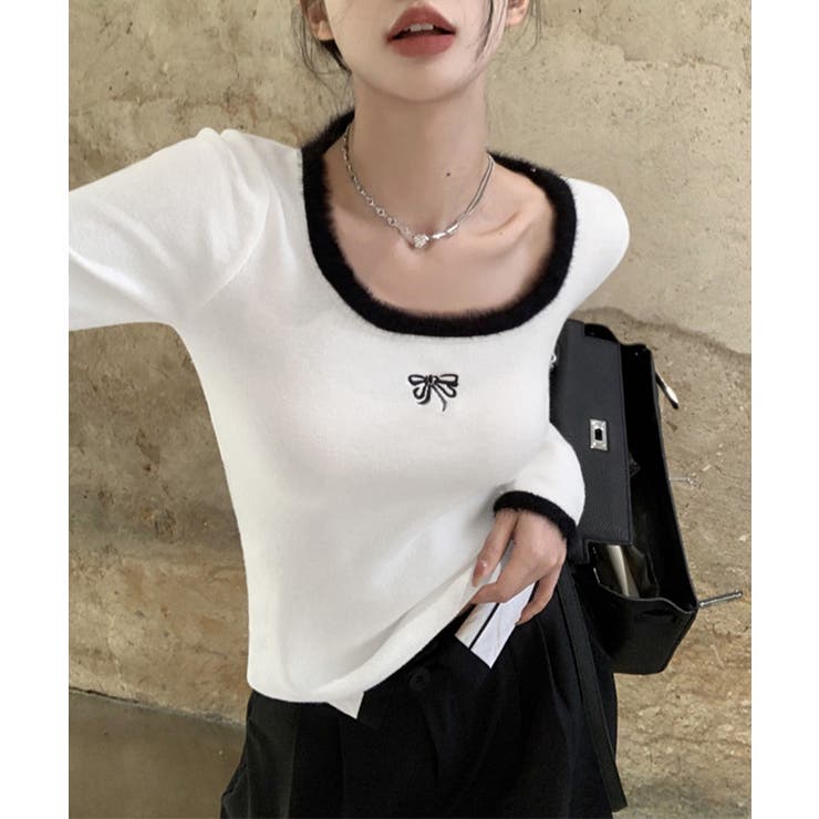 Tシャツ クールネック 刺しゅう 秋冬 | SUNSHINE CLOSET | 詳細画像1 