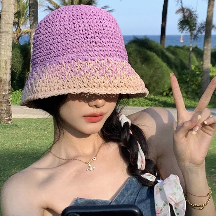 麦わら帽子 配色ストローハット 小顔韓国 | SUNSHINE CLOSET | 詳細画像6 