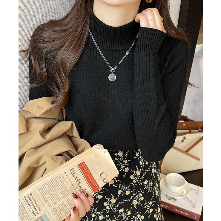 ニットトップス 裏起毛 ハイネック 厚手 ニットトップス 裏起毛 ハイネック 厚手[品番：AGCW0006014