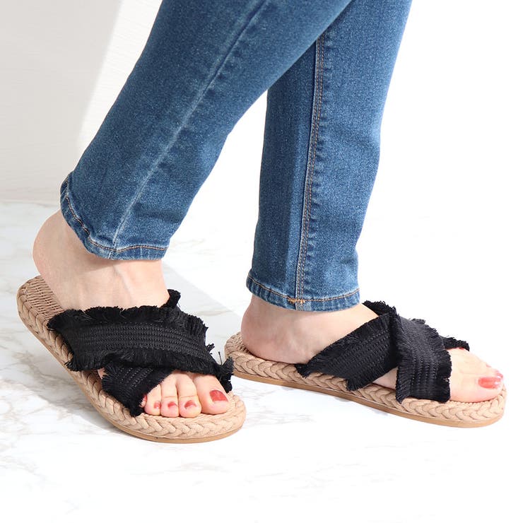 ブラック | サンダル レディース ローヒール | SUNSHINE CLOSET