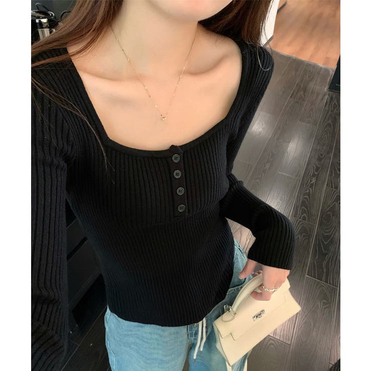 ニットトップス スクエアネック 無地 | SUNSHINE CLOSET | 詳細画像8 