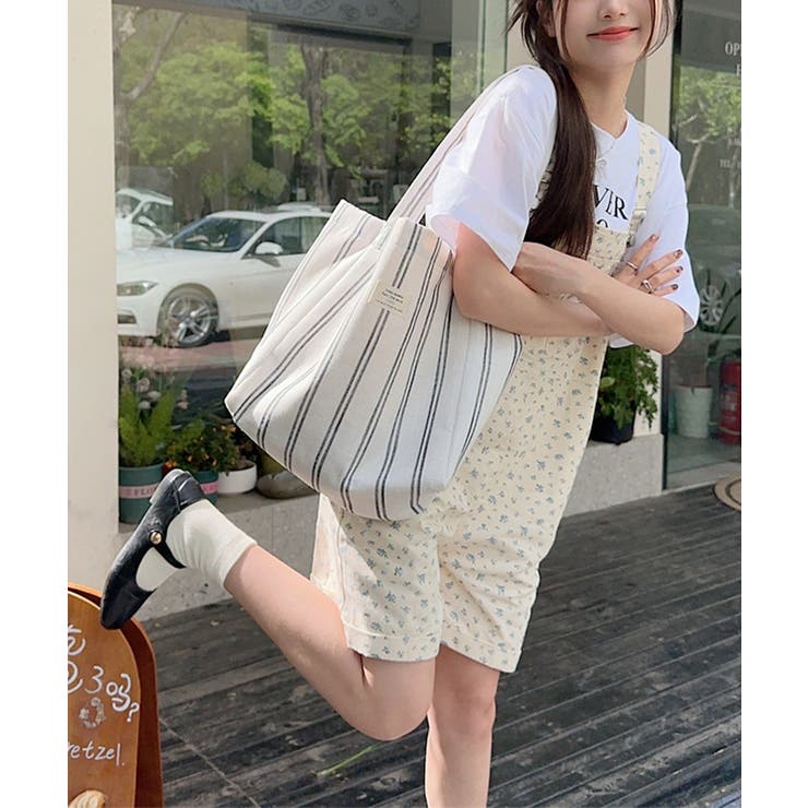 トートバッグ 綿麻 ストライプ柄 韓国風 | SUNSHINE CLOSET | 詳細画像10 