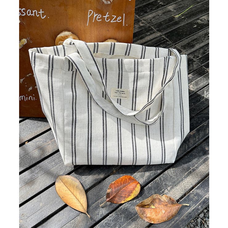 トートバッグ 綿麻 ストライプ柄 韓国風 | SUNSHINE CLOSET | 詳細画像13 