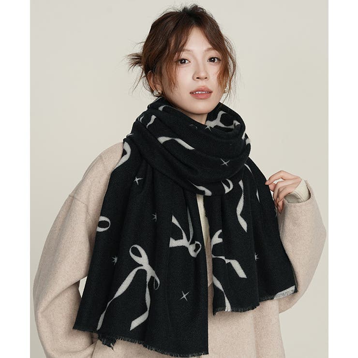 大判マフラー ストール リボン模様 秋冬 | SUNSHINE CLOSET | 詳細画像1 