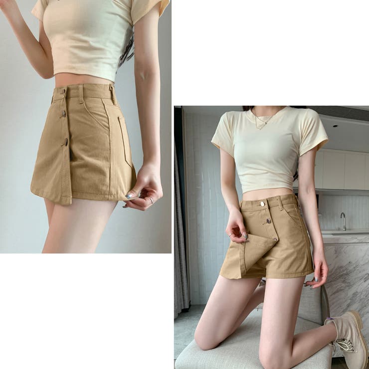 キュロット スカート風 デニムショーパン[品番：AGCW0003931
