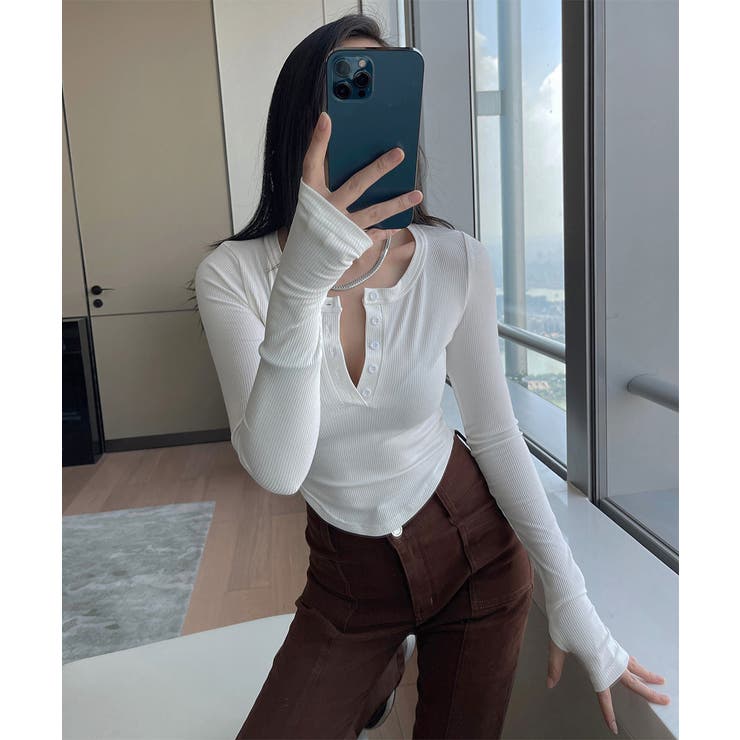 長袖Tシャツ レディース ボタン 無地 | SUNSHINE CLOSET | 詳細画像5 