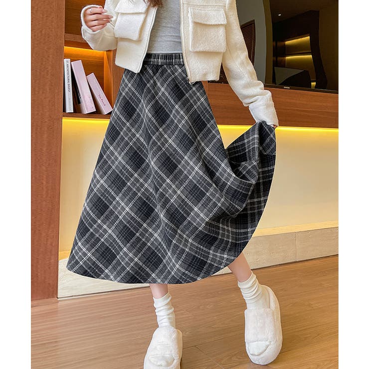 フレアスカート チェック柄 美脚 春秋冬 | SUNSHINE CLOSET | 詳細画像1 