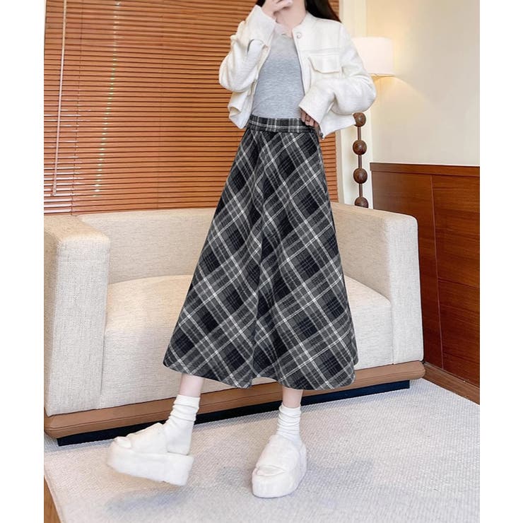 フレアスカート チェック柄 美脚 春秋冬 | SUNSHINE CLOSET | 詳細画像2 