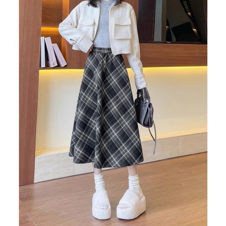 フレアスカート チェック柄 美脚 春秋冬 | SUNSHINE CLOSET | 詳細画像4 