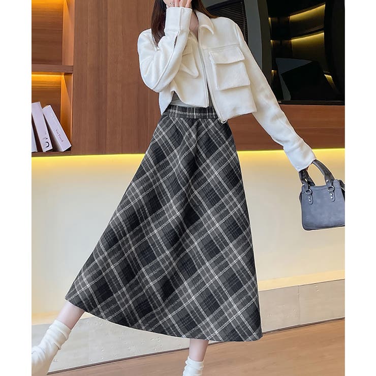 フレアスカート チェック柄 美脚 春秋冬 | SUNSHINE CLOSET | 詳細画像6 