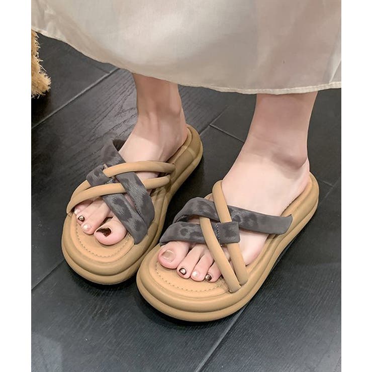 レディース ヒョウ柄ストラップ コンフォートサンダル | SUNSHINE CLOSET | 詳細画像1 