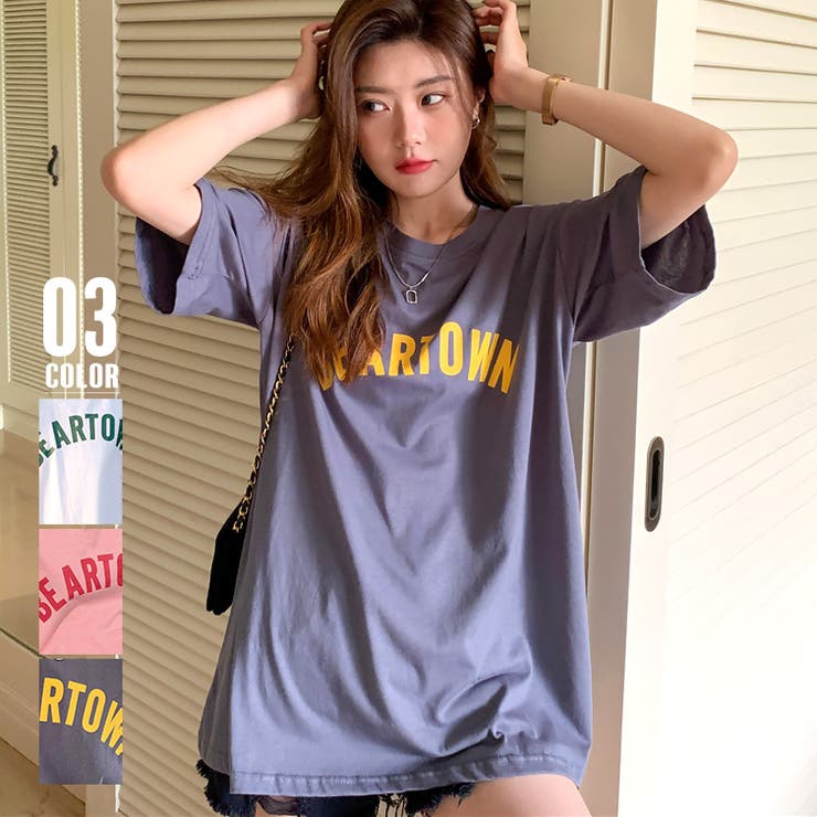 半袖Tシャツ レディース 韓国 英字ロゴ[品番：AGCW0003091