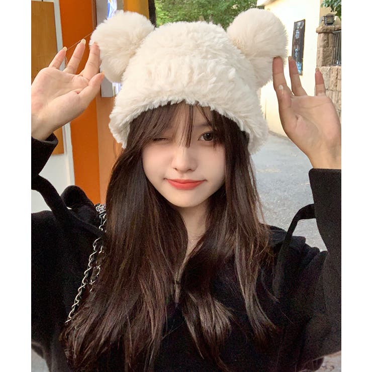 くま耳ニット帽 小顔 レディース 韓国風 | SUNSHINE CLOSET | 詳細画像3 