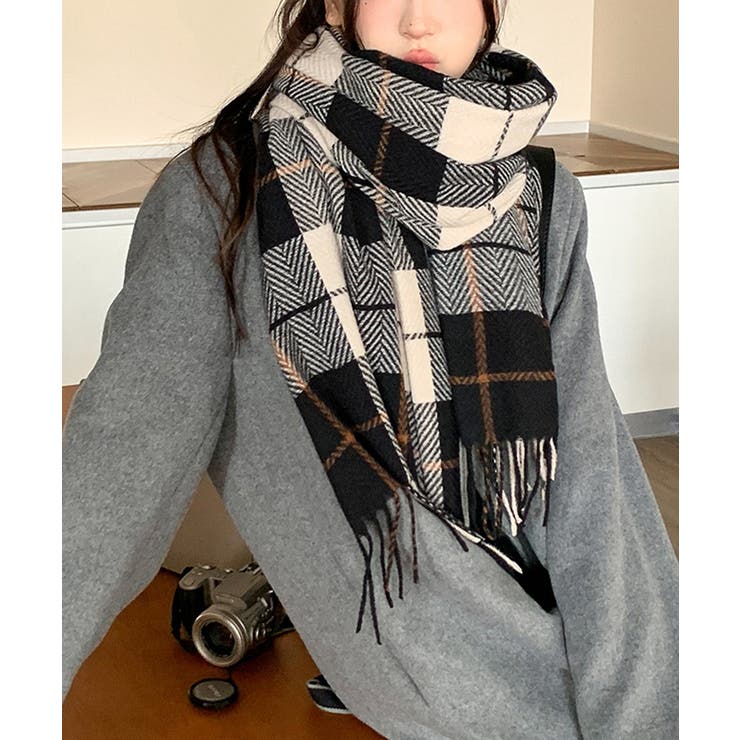 ストール 大判 マフラー チェック柄[品番：AGCW0005217]｜SUNSHINE