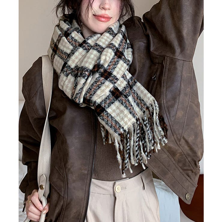 チェック柄マフラー 大判 ストール 秋冬 | SUNSHINE CLOSET | 詳細画像3 