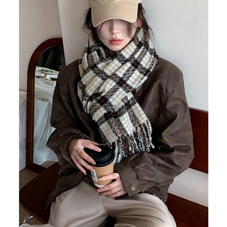 チェック柄マフラー 大判 ストール 秋冬 | SUNSHINE CLOSET | 詳細画像4 