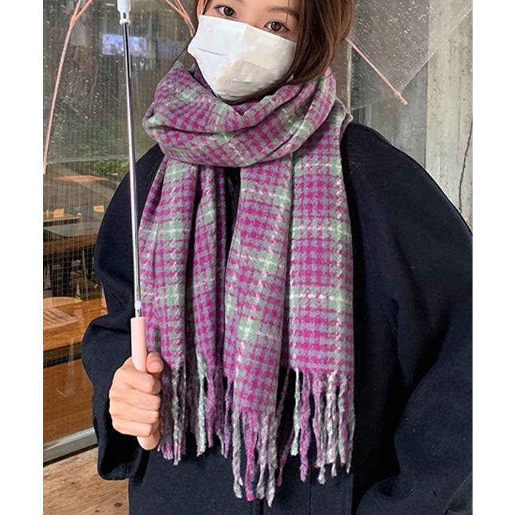 チェック柄マフラー 大判 ストール 秋冬 | SUNSHINE CLOSET | 詳細画像8 