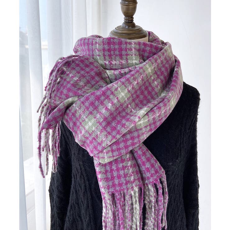 チェック柄マフラー 大判 ストール 秋冬 | SUNSHINE CLOSET | 詳細画像9 