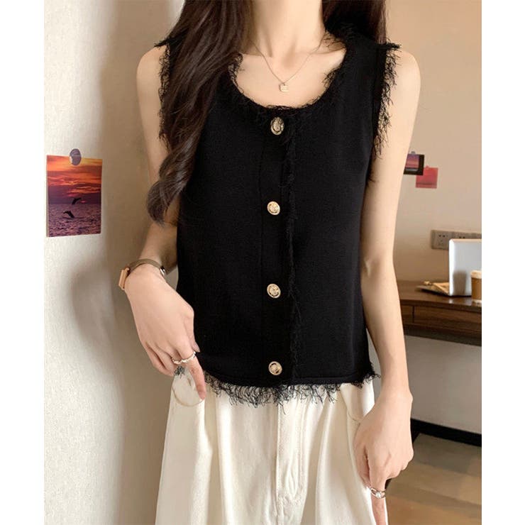 ベスト レディース フリンジ ボタン飾り | SUNSHINE CLOSET | 詳細画像12 