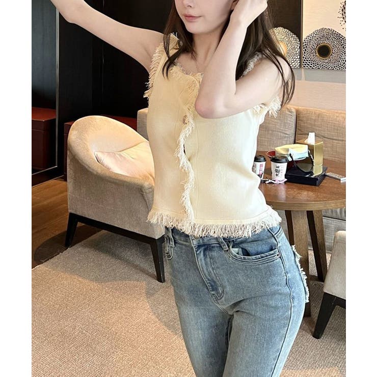 ベスト レディース フリンジ ボタン飾り | SUNSHINE CLOSET | 詳細画像4 