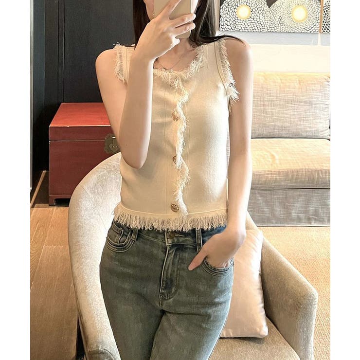 ベスト レディース フリンジ ボタン飾り | SUNSHINE CLOSET | 詳細画像6 