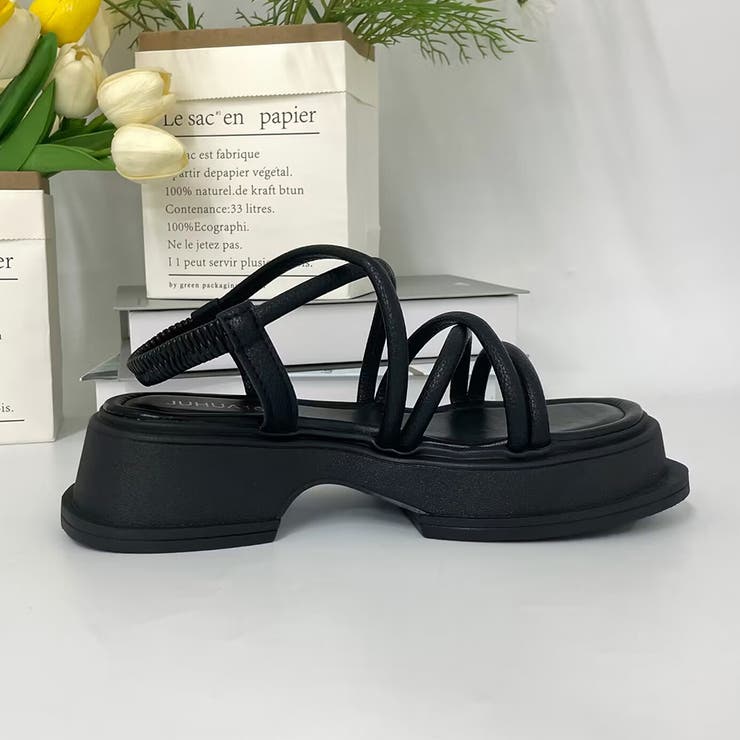 厚底サンダル ストラップサンダル 美脚夏[品番：AGCW0004384