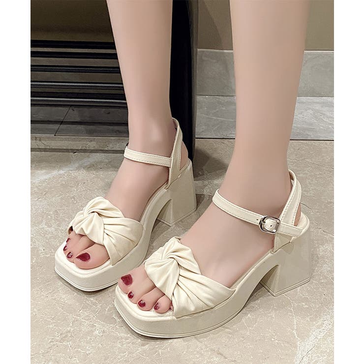 【ぷくっとリボン♢安定ヒール】CHANEL*サンダル Chico サンダル 「5色展開」リボンデザインヒールサンダル