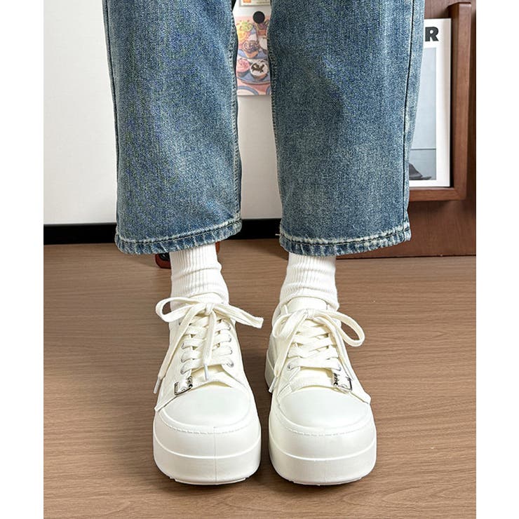 レディースシューズ 5cmヒール PUレザースニーカー | SUNSHINE CLOSET | 詳細画像2 