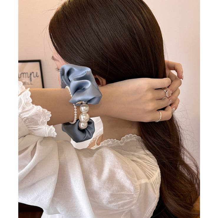 サテンヘアゴム シュシュ パール付き | SUNSHINE CLOSET | 詳細画像12 