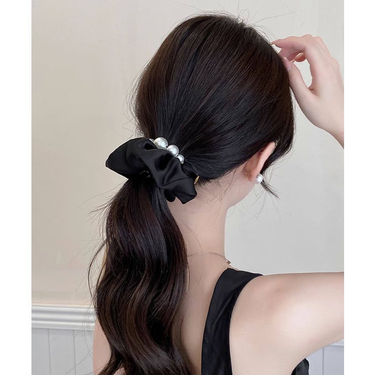 サテンヘアゴム シュシュ パール付き | SUNSHINE CLOSET | 詳細画像4 