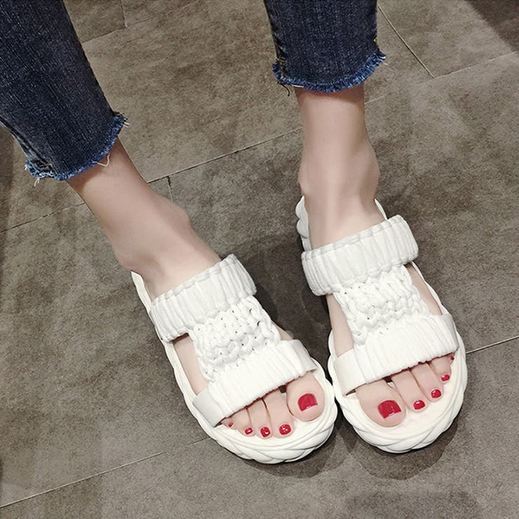 ホワイト | 厚底サンダル メッシュ ニットサンダル | SUNSHINE CLOSET