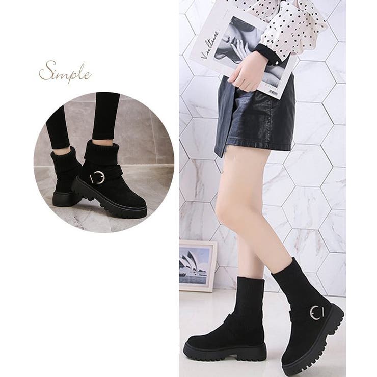 ソックス風ショートブーツ厚底 レディース | SUNSHINE CLOSET | 詳細画像24 