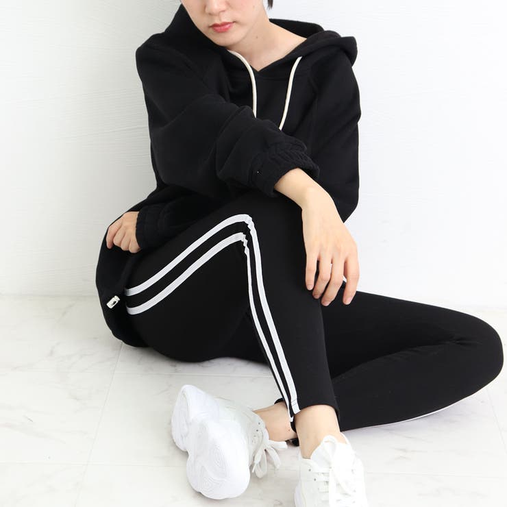 ブラック（予約販売） | サイドラインパンツ レディース レギンス | SUNSHINE CLOSET