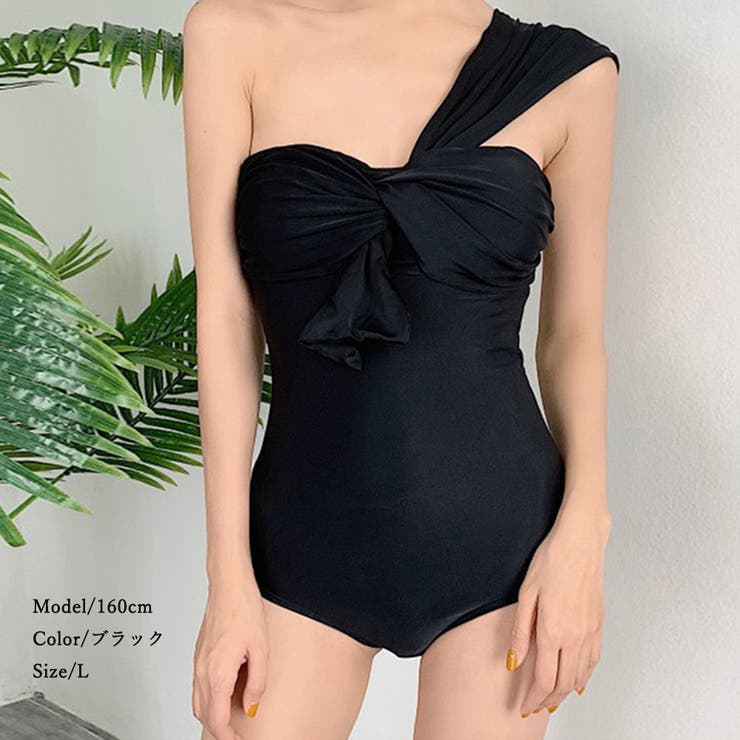 専用　ブラック ワンショルダー ワンピース水着 レースレディース Lace Ladies ワンショルダーフリル水着【返品