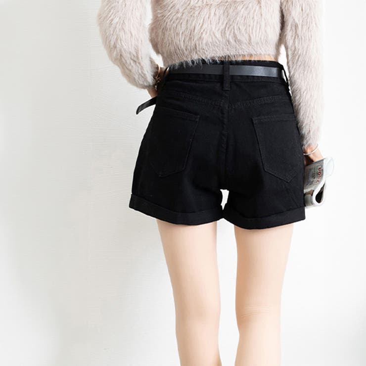 ベルト付きデニムショートパンツ春夏短パン[品番：AGCW0000496