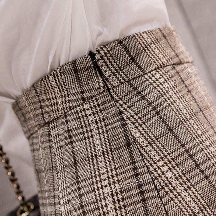 グレンチェック スカート ブラウン[品番：AGCW0001446]｜SUNSHINE