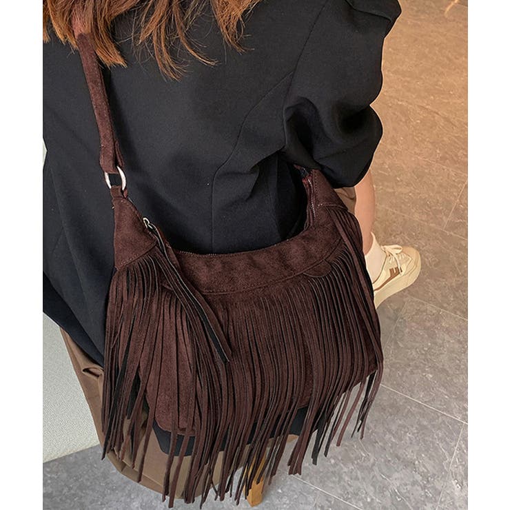 フリンジショルダーバッグスエード調バッグ[品番：AGCW0006166