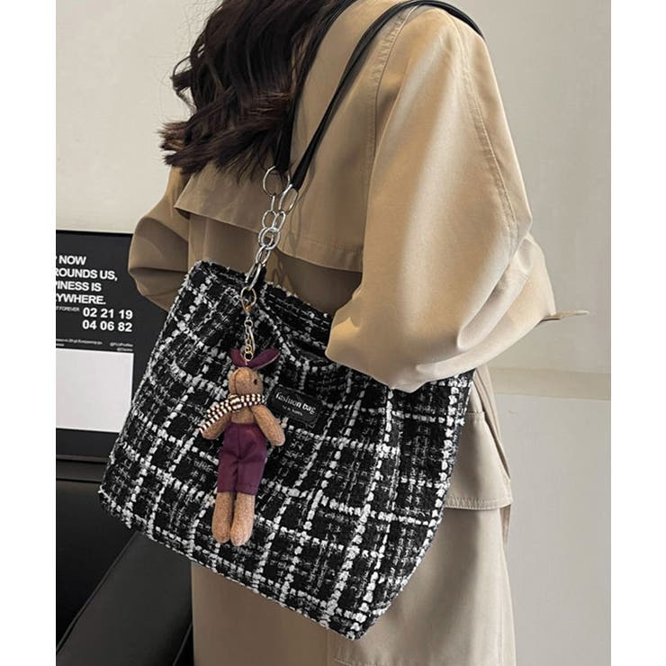 チェック柄トートバッグ ツイード風鞄軽量 | SUNSHINE CLOSET | 詳細画像1 