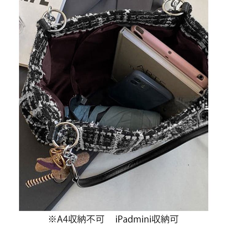 チェック柄トートバッグ ツイード風鞄軽量 | SUNSHINE CLOSET | 詳細画像12 