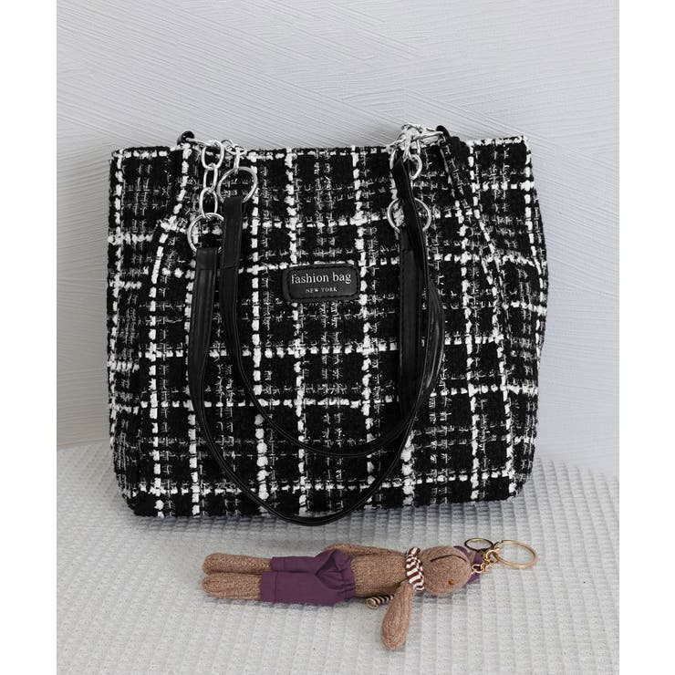 チェック柄トートバッグ ツイード風鞄軽量 | SUNSHINE CLOSET | 詳細画像18 