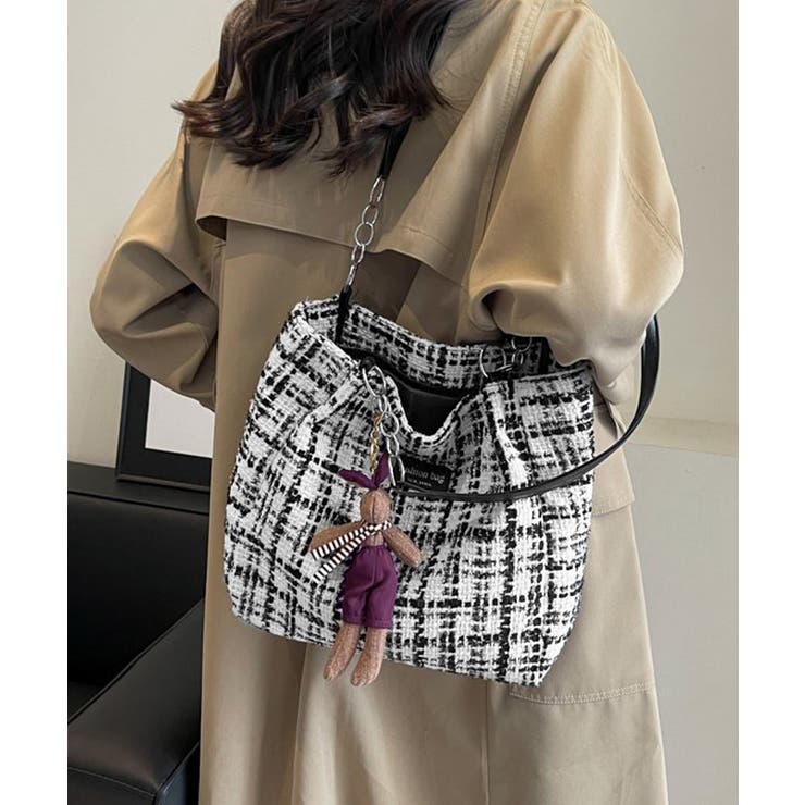 チェック柄トートバッグ ツイード風鞄軽量 | SUNSHINE CLOSET | 詳細画像6 