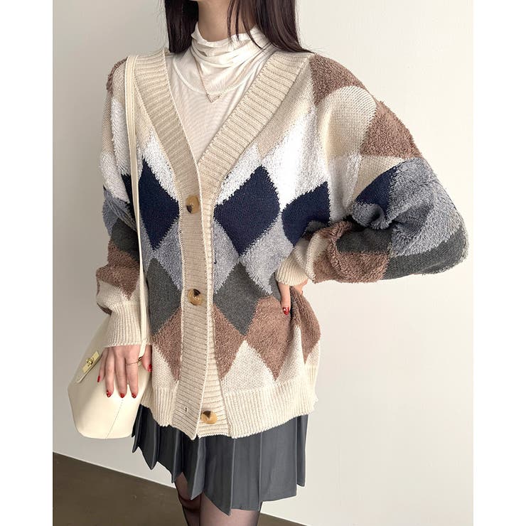 配色ニットカーディガン 韓国風レディース | SUNSHINE CLOSET | 詳細画像24 