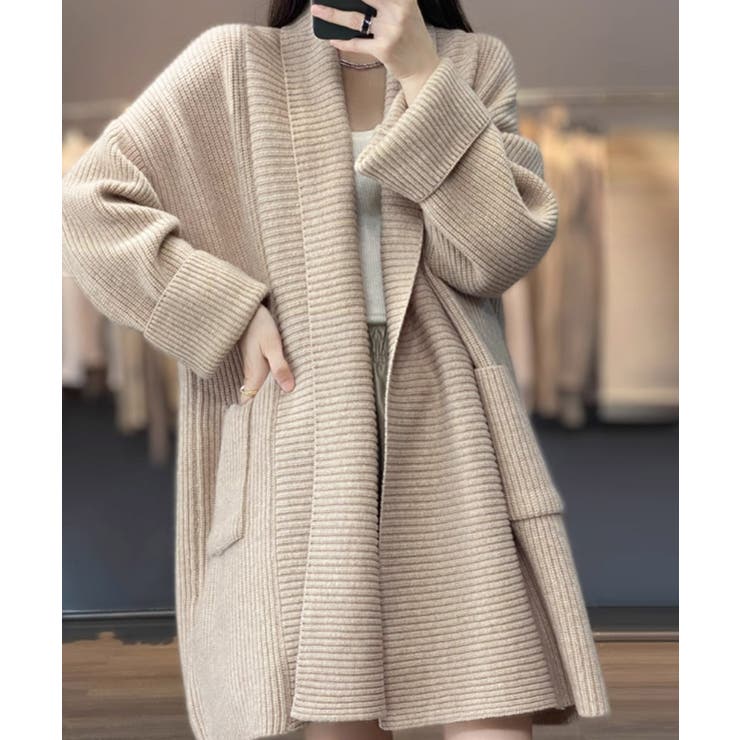 ニットカーディガン ロング丈 秋冬 韓国[品番：AGCW0005146]｜SUNSHINE