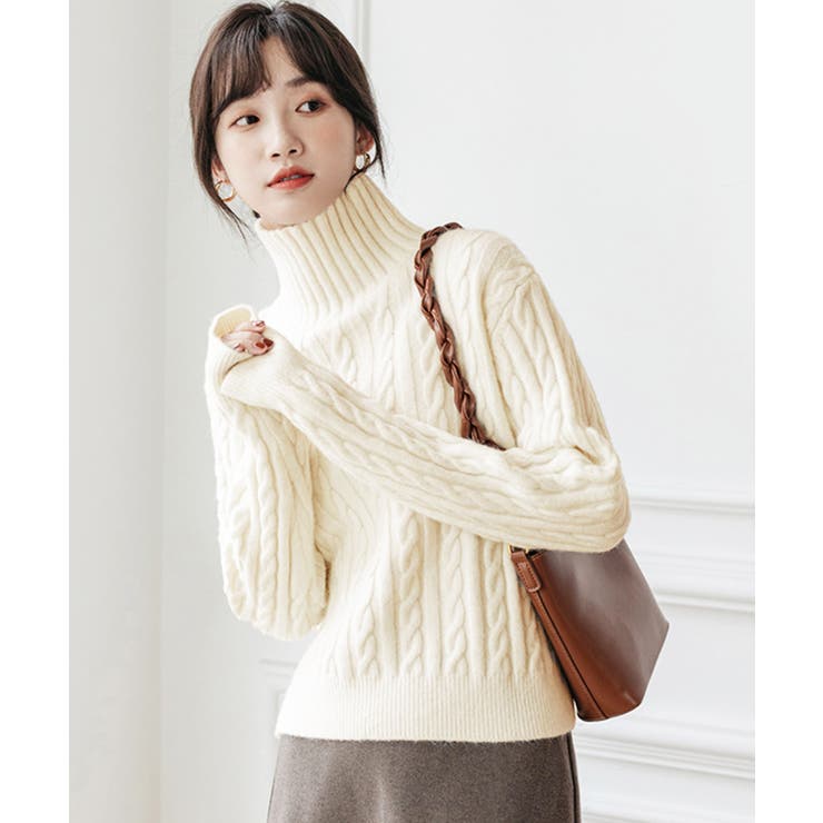 タートルネックニットトップスケーブル編み | SUNSHINE CLOSET | 詳細画像9 