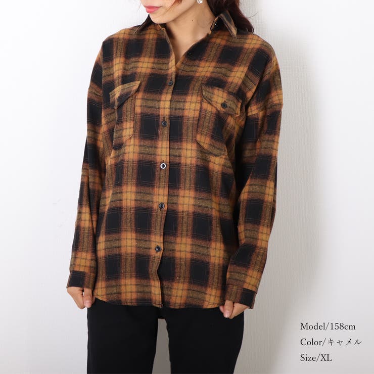 チェックシャツ レディース ネルシャツ[品番：AGCW0002518