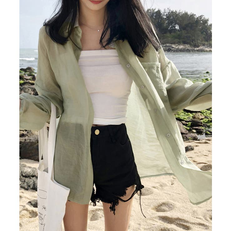 UV対策カーディガン シフォンブラウスレディース ロング丈トップス体型カバー | SUNSHINE CLOSET | 詳細画像1 