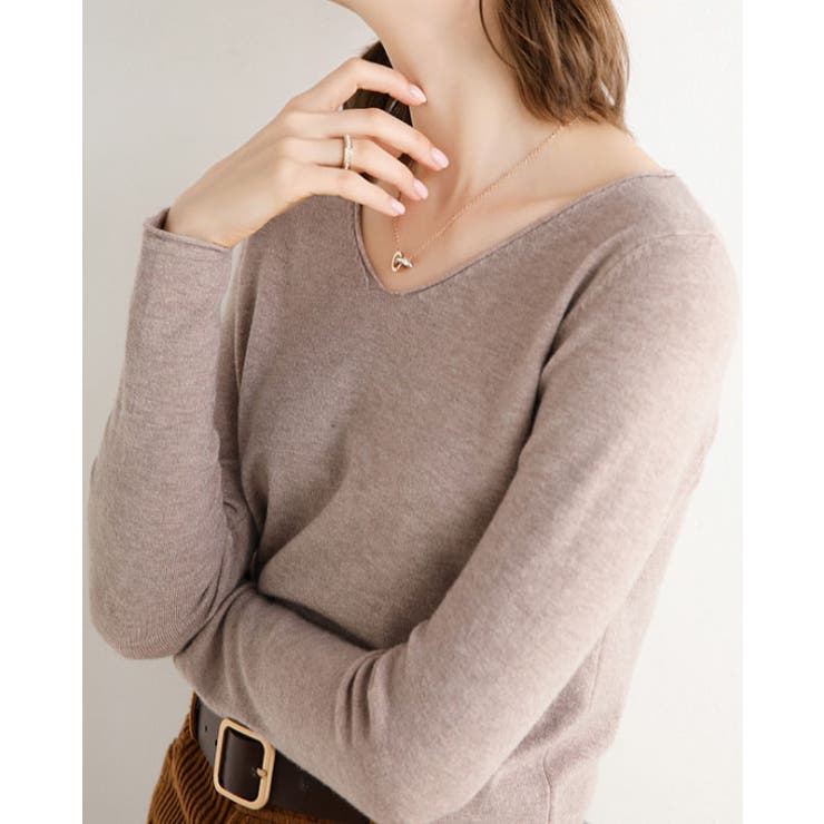 モカ | Vネック ニットトップス レディース | SUNSHINE CLOSET