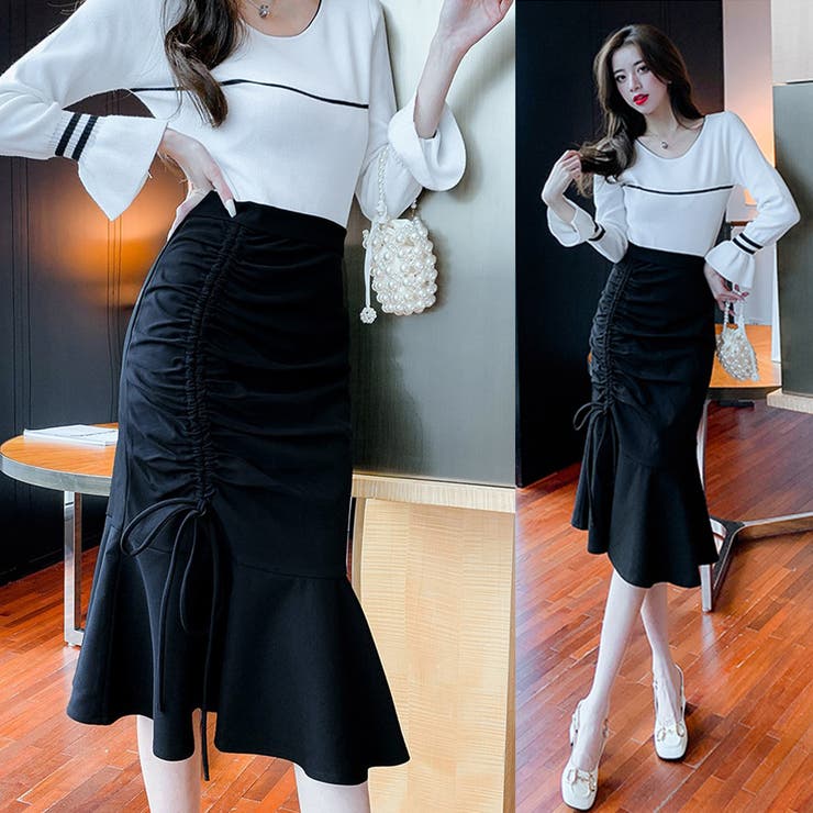 マーメイドスカート ハイウエスト 韓国[品番：AGCW0002632]｜SUNSHINE