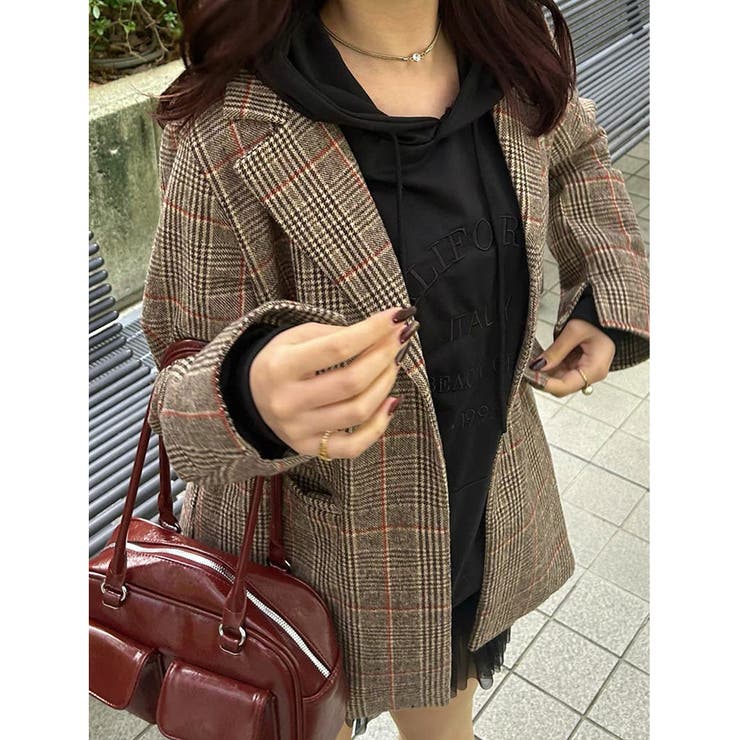 グレンチェックジャケット レディース韓国 | SUNSHINE CLOSET | 詳細画像14 